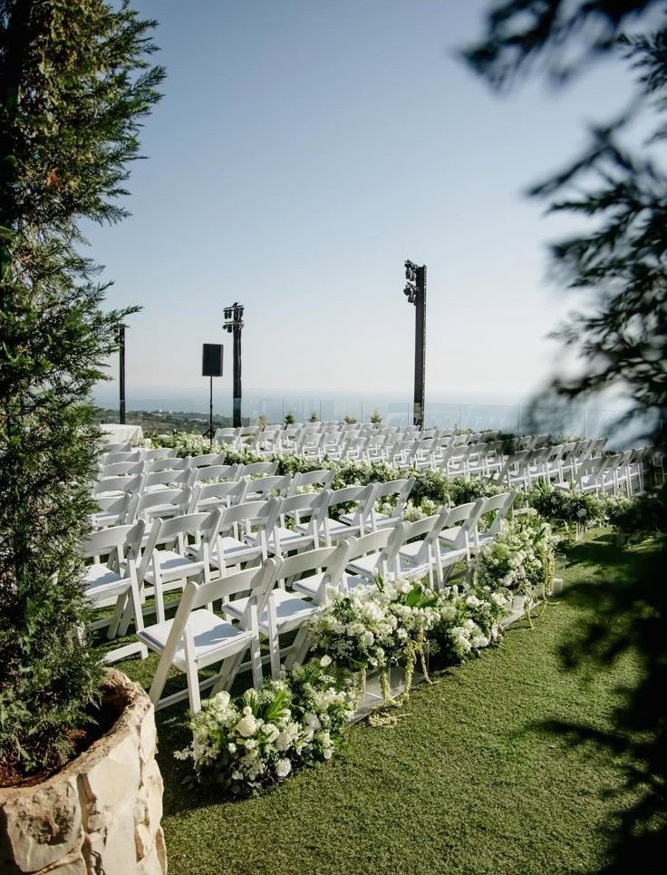 Wedding ceremony seating at Domaine des Moulins